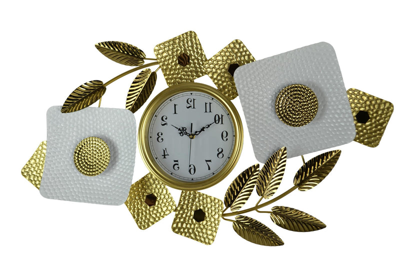 Silent Analog Floral Oval Wall Clock - Gold / White
