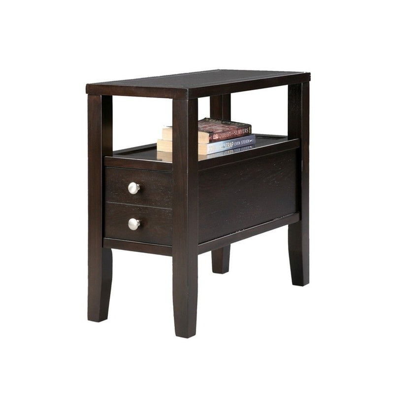 24" End Table With Two Drawers - Brown