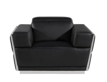 Load image into Gallery viewer, 47" Italian Leather Club Chair - Black / Silver
