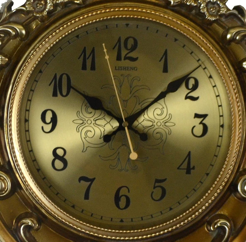 Silent Pendulum Ornate Round Wall Clock (626561) - Gold / Black