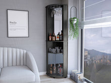 Load image into Gallery viewer, 75" Wood Ribbed Texturere Corner Bar Cabinet With Two Doors - Gray
