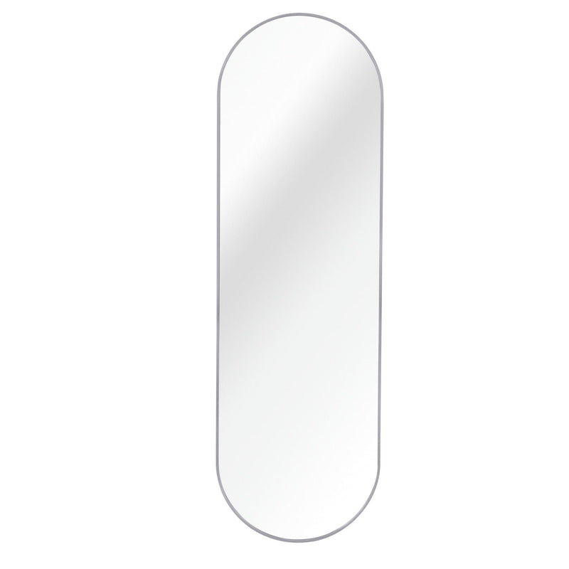 Aluminum Oval Framed Full Length Hanging Mirror - Silver