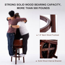 Load image into Gallery viewer, 29.5'' Cow Top Wooden Bar Stool, 360 Degree Swivel Bar Height Chair With Backs For Home Kitchen Counter
