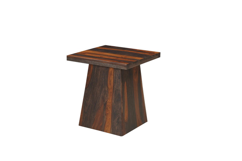 Square Pedestal End Table - Dark Brown