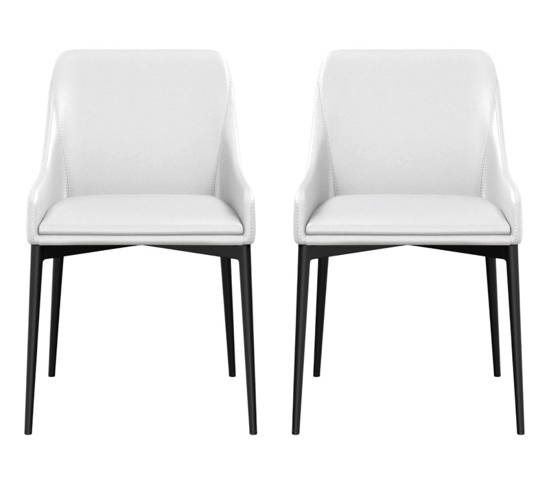 Upholstered Faux Leather Dining Side Chair (Set of 2) - White / Black