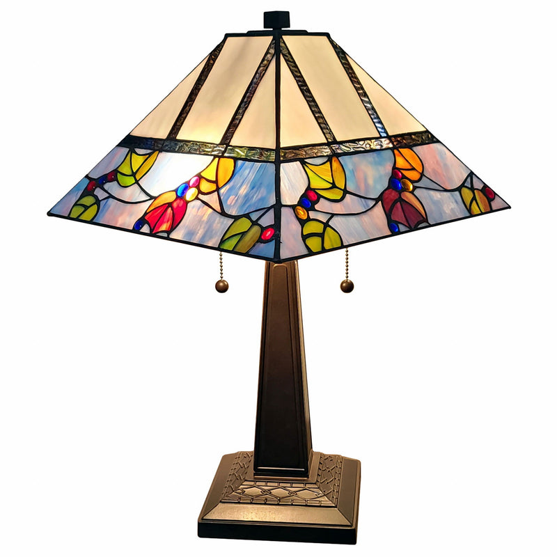 Metal Two Light Candlestick Table Lamp With White Shade - Dark Brown