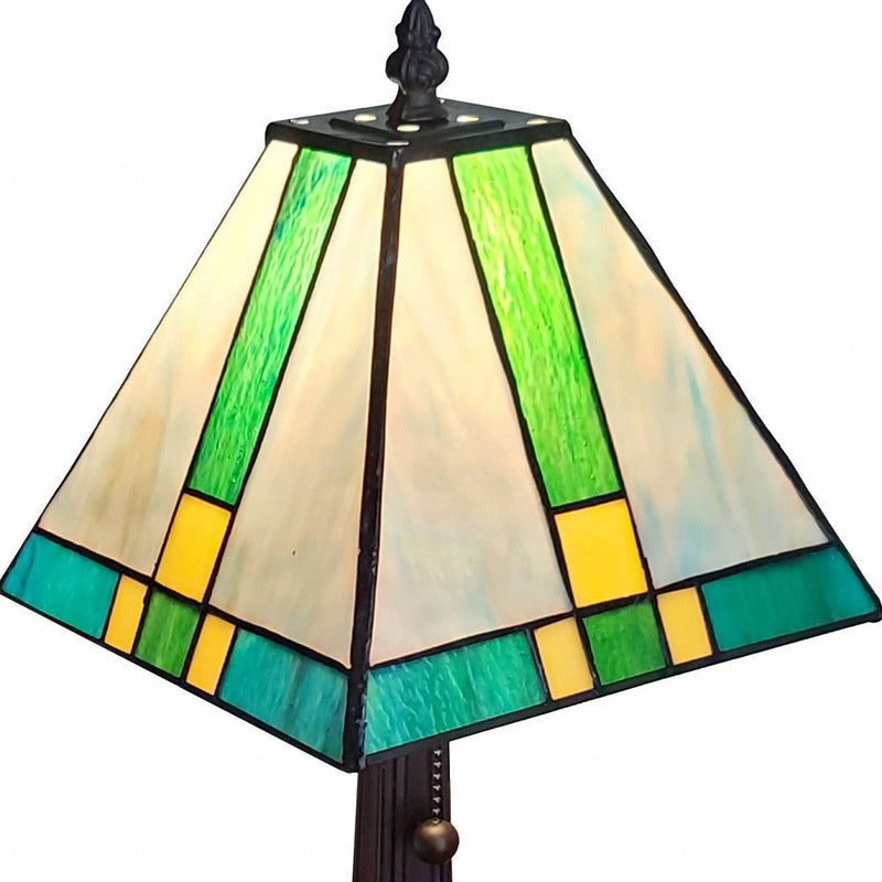 Metal Candlestick Table Lamp With Green Shade - Dark Brown