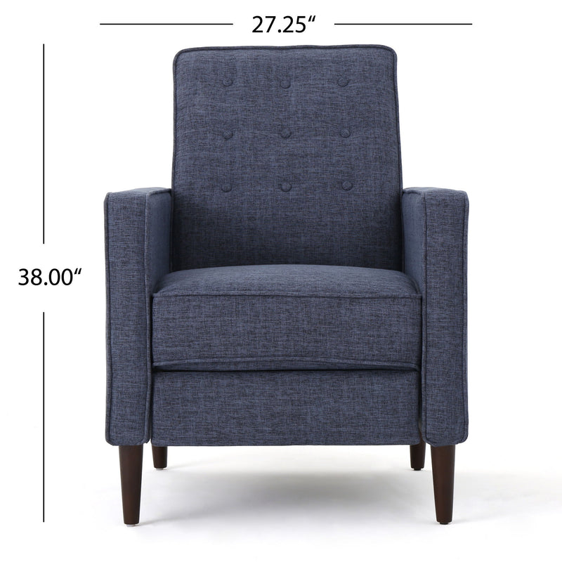 Mid-Century Modern Recliner With Button Tufted Waffle Stitch