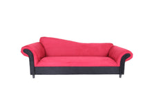 Load image into Gallery viewer, S-back Red and Black Velvet Sofa for Living Room, Modern 3-Seater Sofas Couches for Bedroom, Office, and Apartment with Solid Wood Frame
