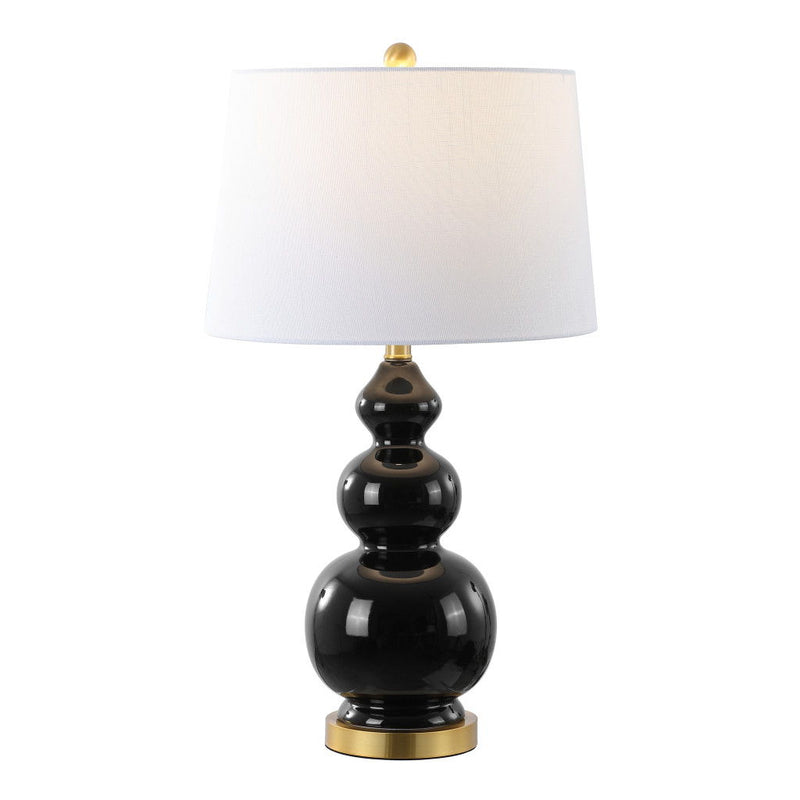 28" Novelty Table Lamp LED With Drum Shade - Black