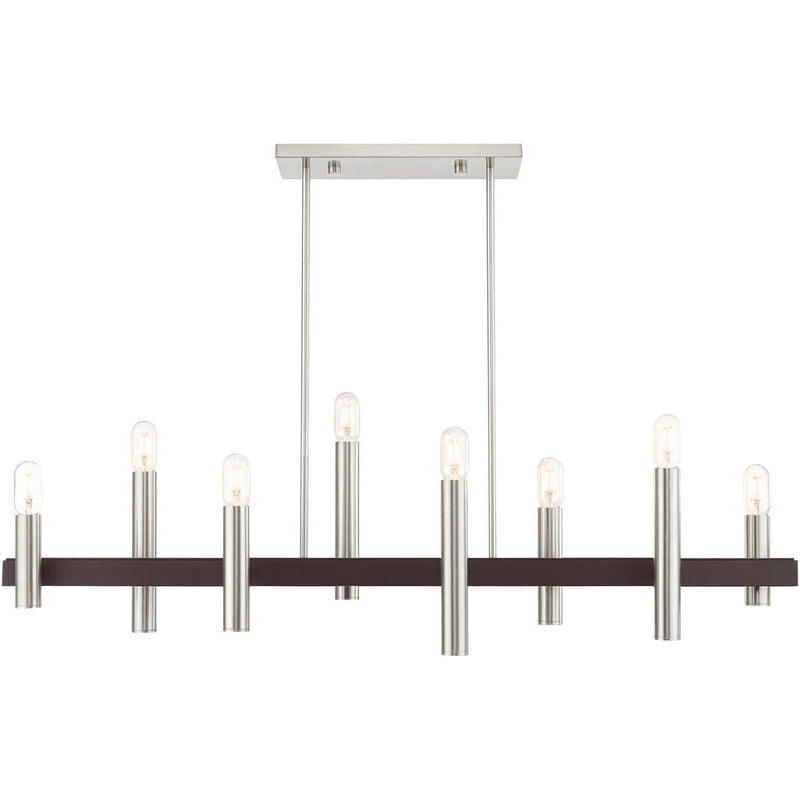 24'' Eight Light Dimmable Chandelier With Shades - Bronze