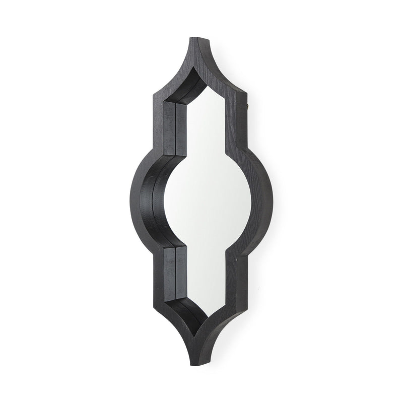 34'' Solid Wood Abstract Framed Accent Mirror - Brown
