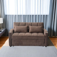 Load image into Gallery viewer, 3 In 1 Convertible Sleeper Sofa Bed, Modern Fabric Loveseat Futon Sofa Couch With Pullout Bed, Small Love Seat Lounge Sofa With Reclining Backrest, Furniture For Living Room
