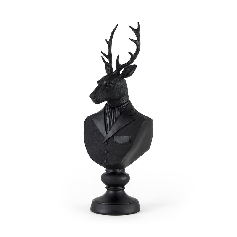 Poly Suited Deer Bust Tabletop Sculpture - Black
