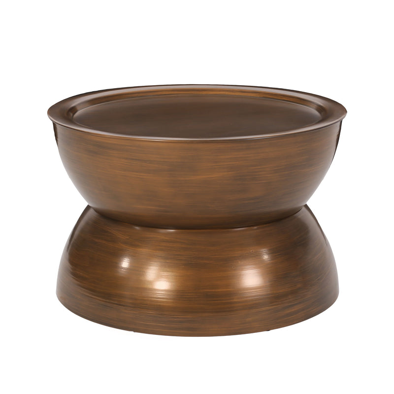 Iron Round Pedestal Coffee Table - Brown