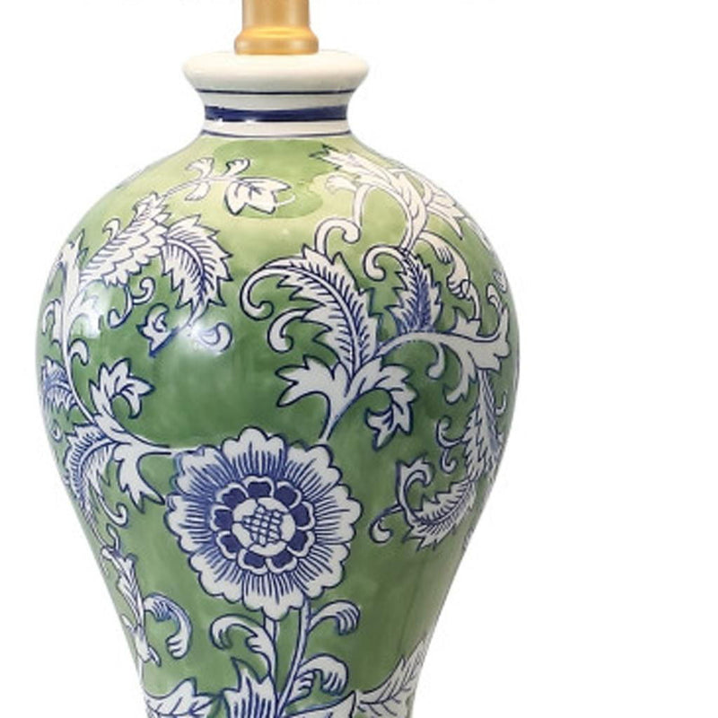 Urn Table Lamp With Empire Shade - Green / Gold / White