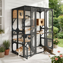Load image into Gallery viewer, Outdoor Cat Enclosure With Sleeping Houses, Jumping Platforms, Scratching Post
