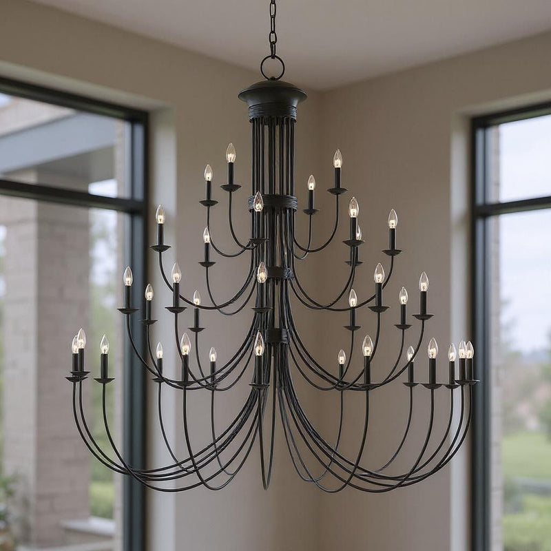 70" Multi Light Dimmable Chandelier With Shades - Bronze
