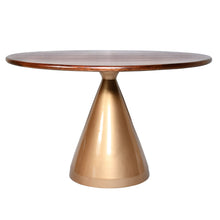 Load image into Gallery viewer, 48" Rounded Solid Wood And Iron Pedestal Base Dining Room Table - Brown
