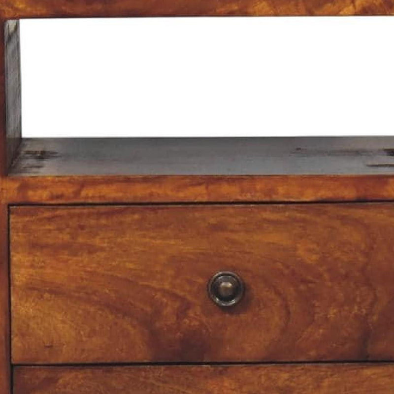Wood Two Drawer Nightstand - Chestnut