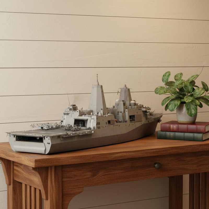Hand Painted Model Boat (624323) - Dark Brown / Beige