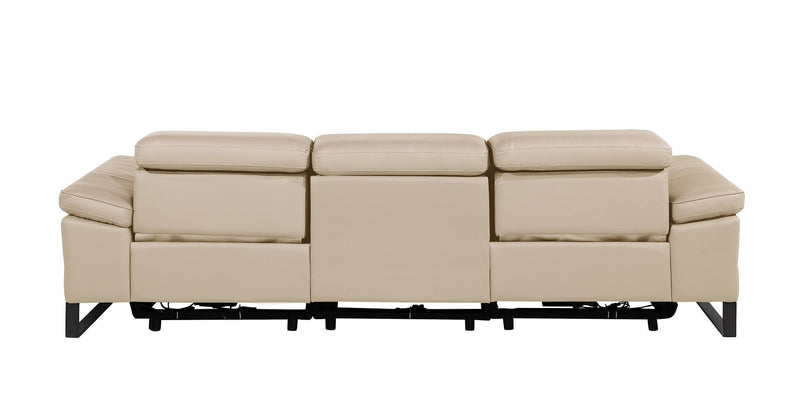 Top Grain Leather Reclining Metal USB Sofa (720327) - Beige