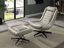 Load image into Gallery viewer, Piran - Twilight Top Grain Leather Accent Chair And Ottoman With Swivel - Gray
