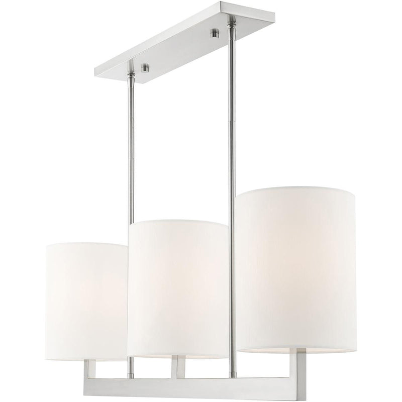 22'' Three-Light Dimmable Chandelier With Shades - Nickel