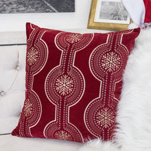 Load image into Gallery viewer, Holiday Throw Pillow With Snowflake Embroidery

