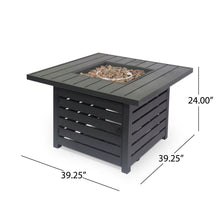Load image into Gallery viewer, Stylish Square Iron Fire Pit With Tank Space, 50, 000 Btu - Black
