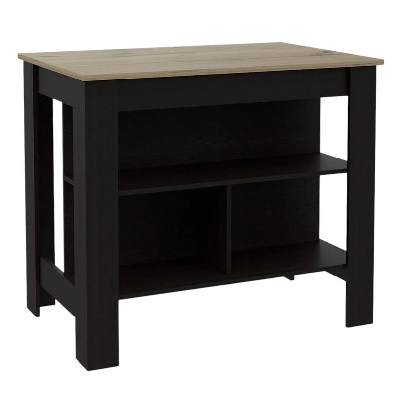 41" Kitchen Island With Storage - Natural / Black