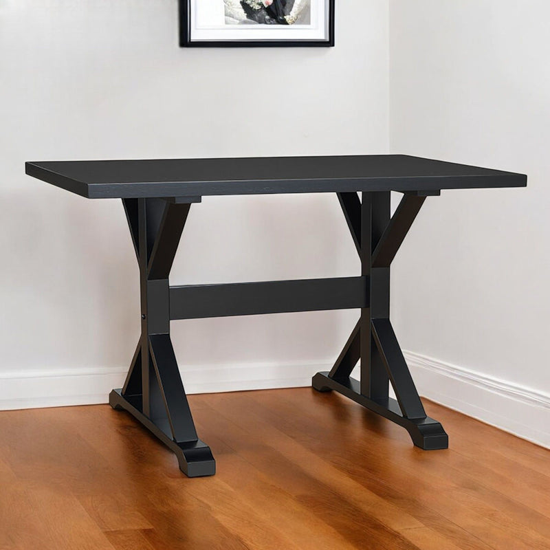 48" Solid Wood Trestle Writing Desk - Black