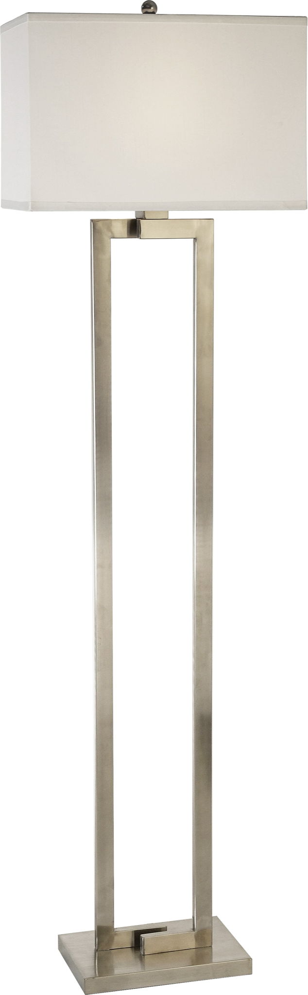 Traditional Shaped Floor Lamp With White Rectangular Shade - Nickel