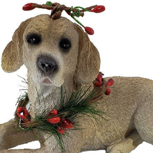 Load image into Gallery viewer, Poly Dog Christmas Figurine - Brown / Green / Red
