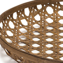 Load image into Gallery viewer, 26" Bamboo Weave Round Wood Vanity Tray - Brown
