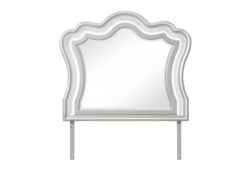 Wood Crowned Top Lighted Dresser Mount Framed - Silver