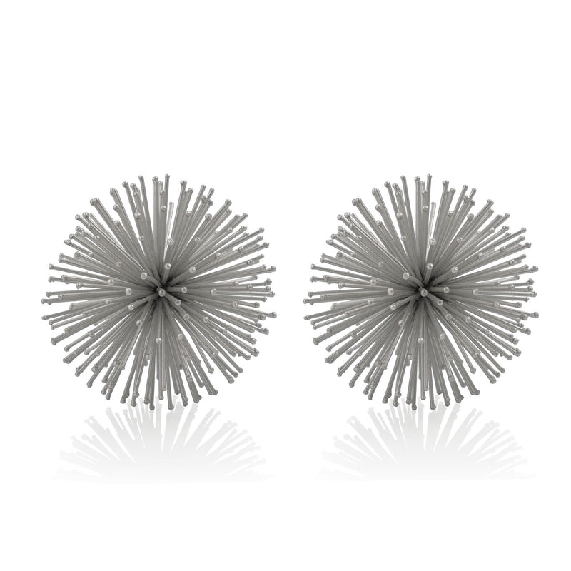 Decorative Spiky Sphere Tabletop Sculpture (Set of 2) - Silver