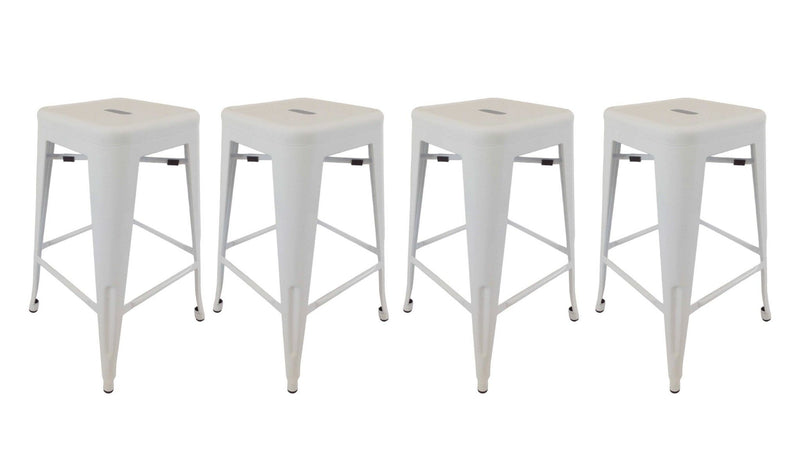 Metal Backless Bar Height Bar Chairs (Set of 4) - White