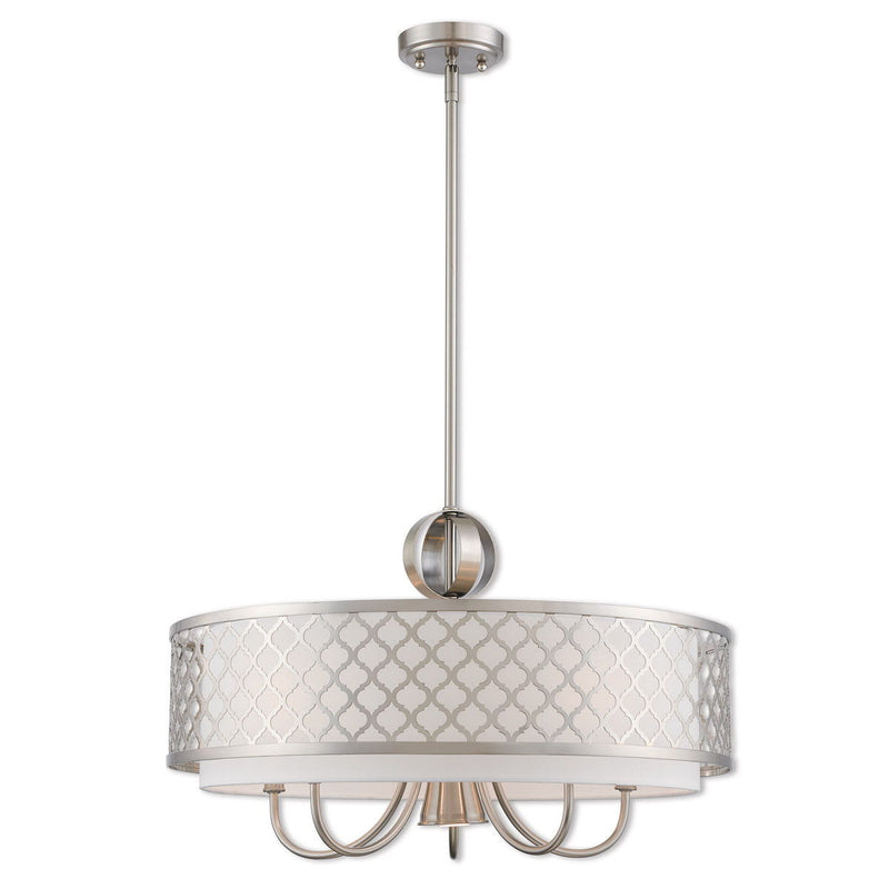 18" 6 Light Dimmable Chandelier With Shades - Nickel
