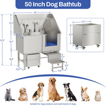 Load image into Gallery viewer, Stainless Steel Dog Washing Station With Seamless Design And Accessories - Silver
