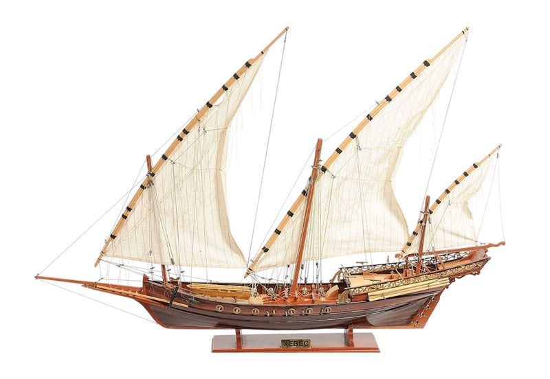 Boat Hand Painted Sculpture (364268) - Brown
