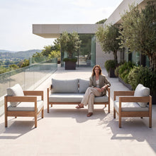 Load image into Gallery viewer, Outdoor Sofa Set Of 3 With Weather Resistant Cushions (Coffee Table Not Included) - Oak
