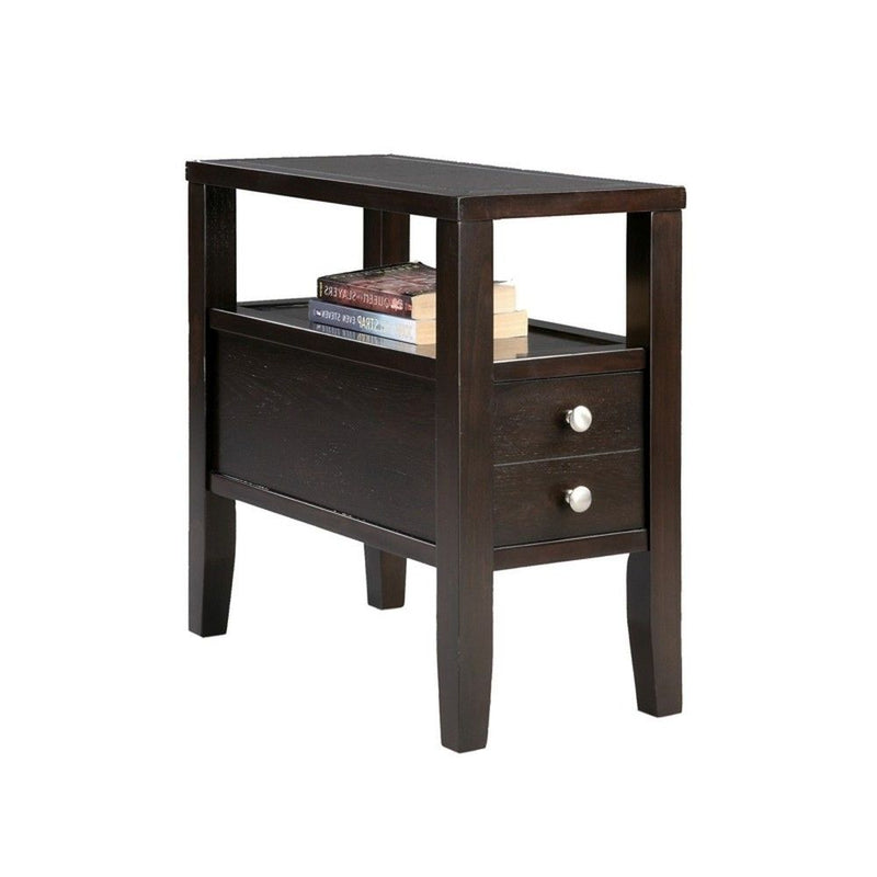 24" End Table With Two Drawers - Brown