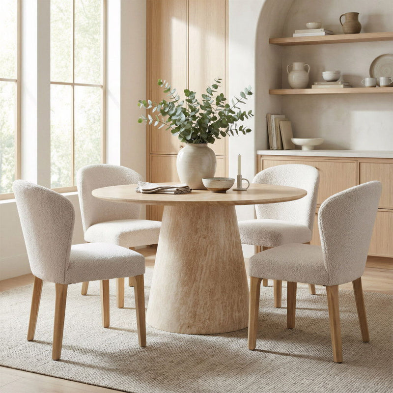 Wood Pedestal Base Round Top Dining Table (726105) - Natural