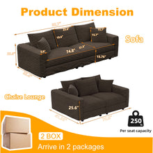 Load image into Gallery viewer, 4 Seat Sofa, Modern Comfy Upholstered Sofa Cloud Couch, Deep Seat Couches With Soft Pillows
