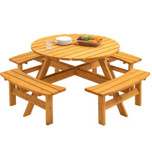 Load image into Gallery viewer, 8 Person Wooden Picnic Table, Outdoor Camping Dining Table With Seat, Garden, Diy With 4 Built-In Benches, 2220Lb Capacity
