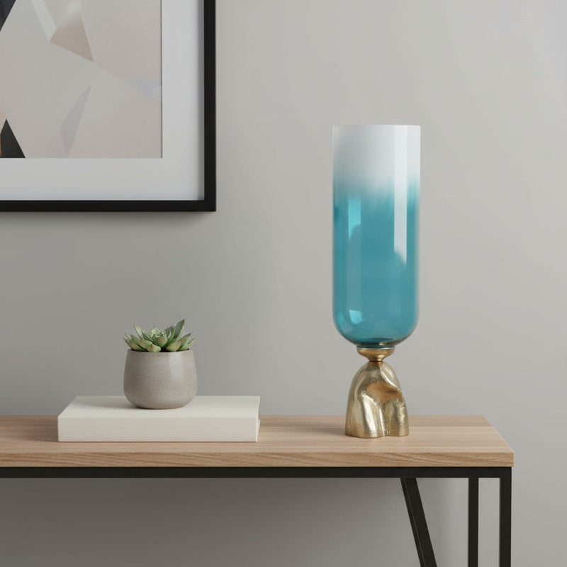 Ombre Pedestal Table Vase (565457) - Blue / Gold