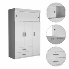 Load image into Gallery viewer, Tall Three Door Closet With Sliding Doors - White
