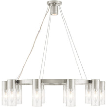 Load image into Gallery viewer, Ten Light Metal Dimmable Chandelier With Shades - Nickel / Clear
