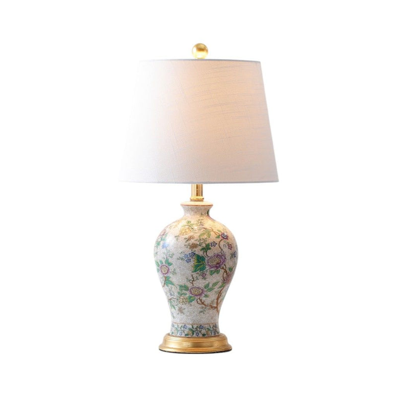 Urn Table Lamp With Empire Shade - Gold / Off White / White